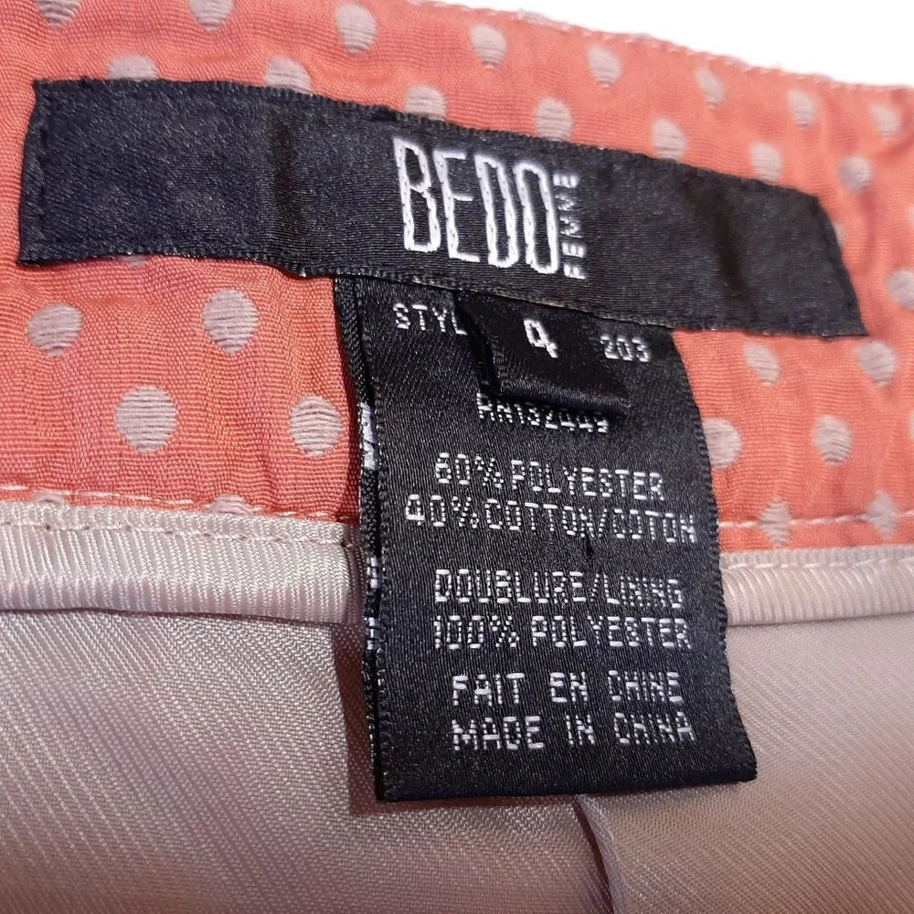 Bedo Femme Polka Dot Shorts Mid Rise Pockets Retro Womens Size 4 Orange Taupe